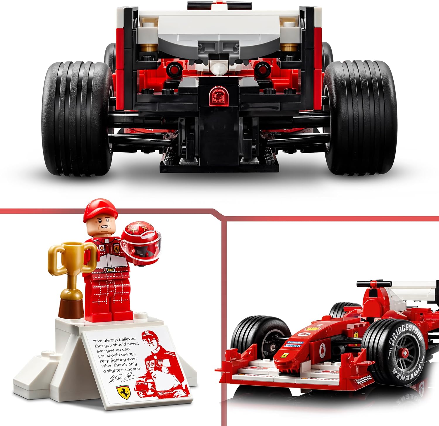 LEGO Icons Ferrari F2004 Michael Schumacher F1 Car Model Kit for Adults Display Set w V10 Engine