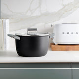 Smeg CKFC2611BLM Non-Stick Casserole with Lid, 26cm, Black