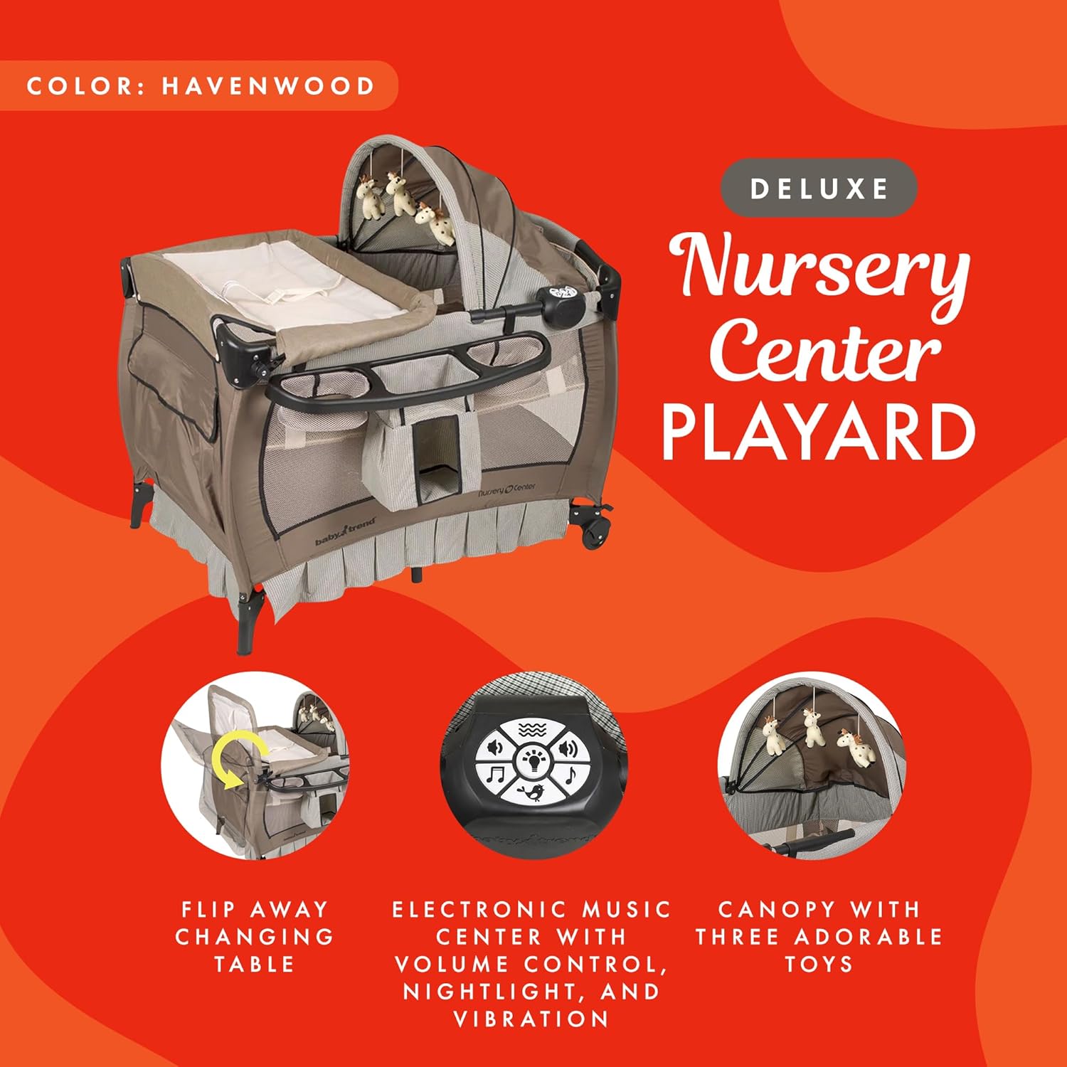 Baby Trend Deluxe Nursery Center Haven Wood Secondary image