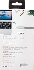 Flujo CH-14-B USB Type-C Gigabit Ethernet Adapter with Power Delivery Port