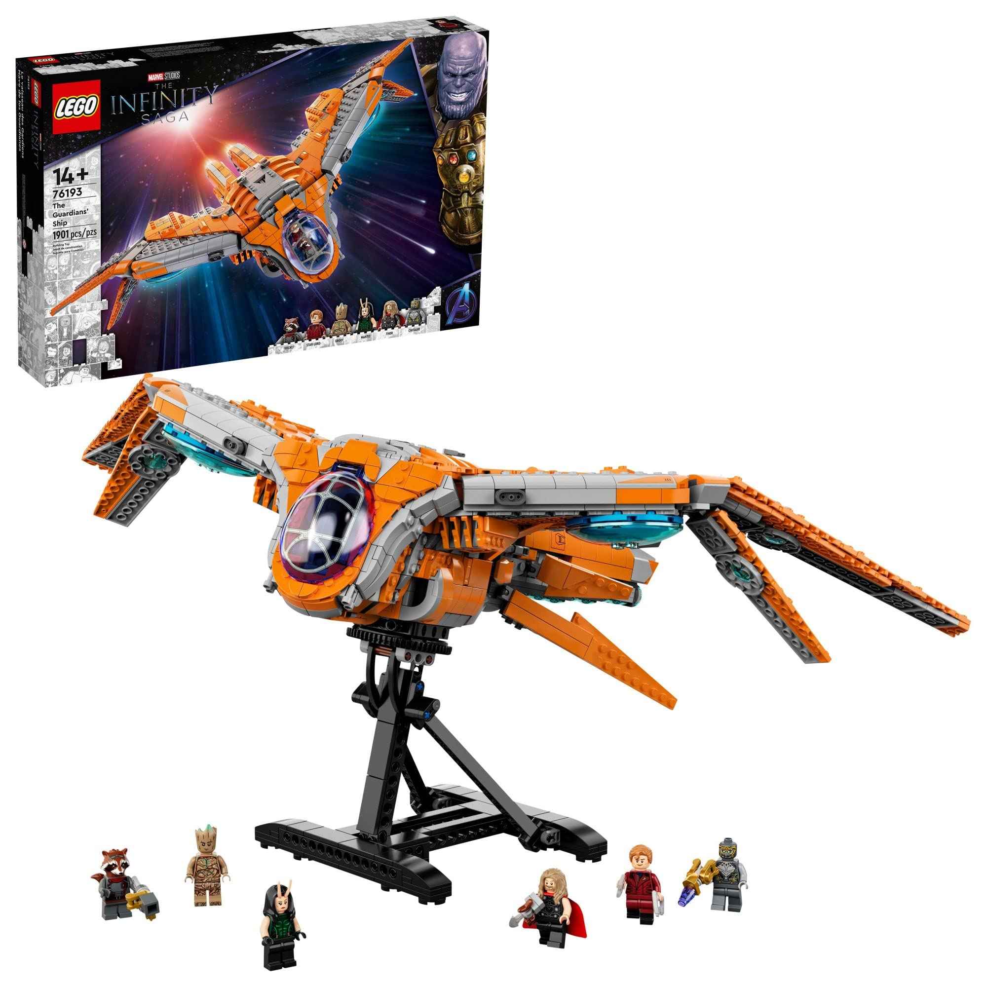 LEGO Marvel The Guardians’ Ship 76193 Space Battleship Building Kit; 6 Minifigures Include Star-Lord and Thor Main image