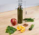 Epica Reusable Glass Bottles With Carrying Loop Caps Set Of 6