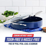 Blue Diamond Cookware - Ceramic Nonstick Fry Pan with Lid, 5 QT.