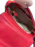 MCM 2way Leather Flapbag Red Studs
