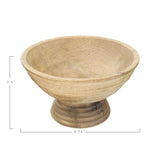 Creative Co-Op DF2440 Ridged Mango Wood Footed Bowl, 5 Quarts