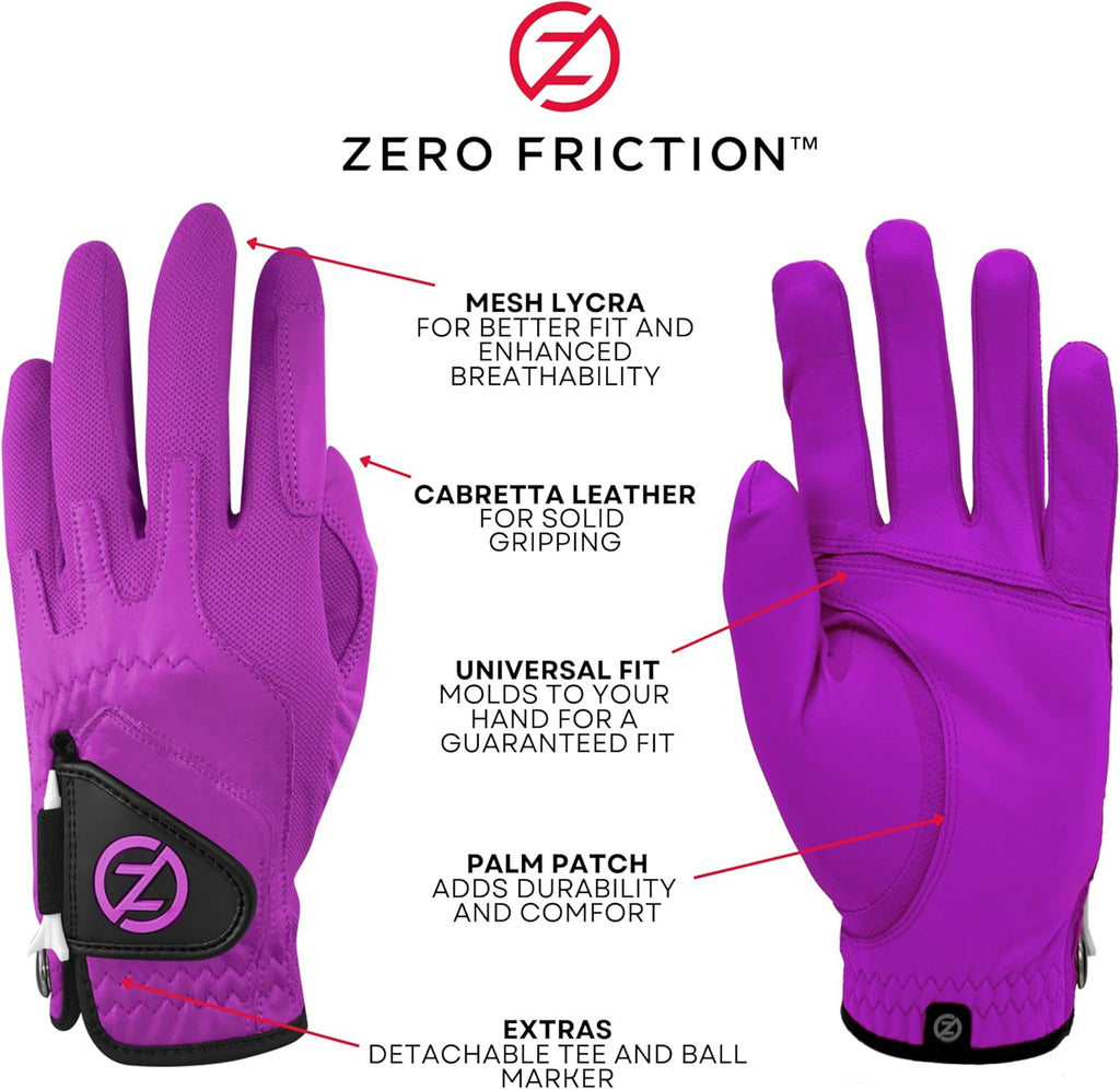Zero Friction Mens Cabretta Elite Left Hand One Size Purple