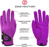 Zero Friction Mens Cabretta Elite Left Hand One Size Purple