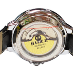 Buzz Germany BZ3013L2 Mens Leather Automatic Watch  Silver Black Edition