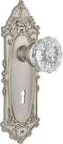 Nostalgic Warehouse Victorian Plate with Keyhole Crystal Glass Knob, Single Dummy, Satin Nickel (702083)