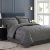 King Size Comforter Set 8 Piece Bed In A Bag King Dobby Gray
