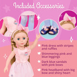 Glitter Girls – 14-Inch Poseable Fashion Doll – Braided Blonde Hair & Green Eyes – Pink Dress & Gradient Leggings – Hair Bow & Glitter Sandals – 3 Years + – Emilia