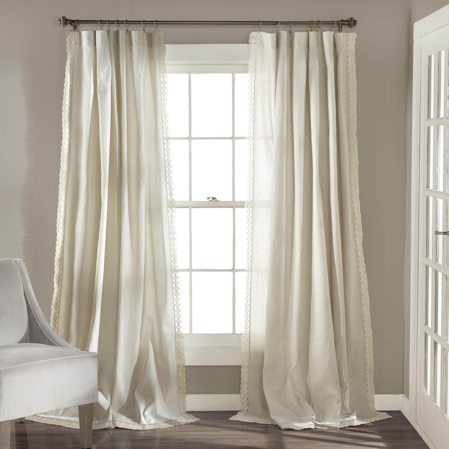 Rosalie Window Curtain Panels Ivory 54x120Set Secondary image