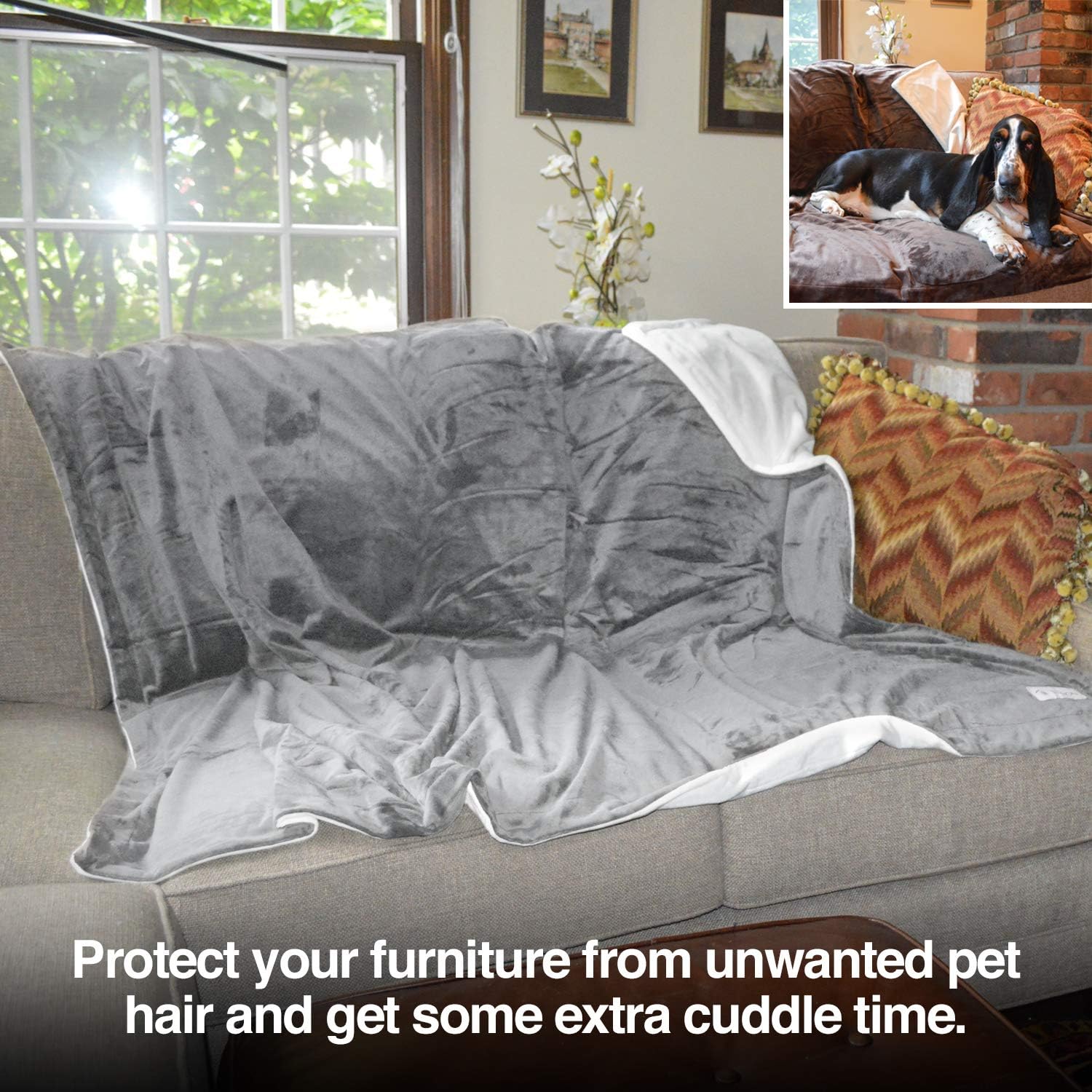 PetFusion Premium Pet Blanket 44inx34in Medium Gray Secondary image