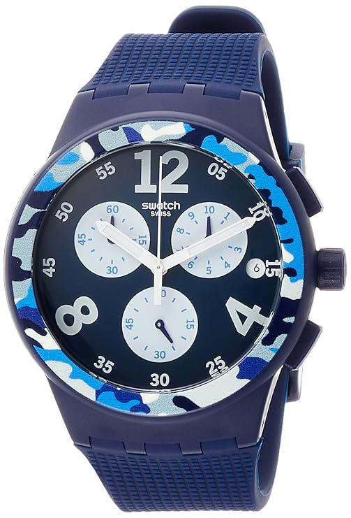 Swatch Mens Camoblu SUSN414 Blue Silicone Swiss Quartz Fashion Watch Main image