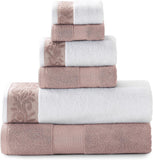 Modern Threads 600 GSM 6 Piece Towel Set Filgree Jacquard Border Rose