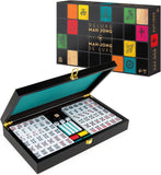 Legacy Deluxe Mah Jong Classic Game with Two-Toned Tiles and Lined Wood Storage Case, Family Game for 4 Players Ages 8 and up