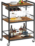 TUTOTAK Bar Cart With Wine Rack And Glass Holder