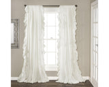 Lush Decor Reyna Ruffle Window Curtain Panel Set, Pair, 54" W x 84" L, White - Flowy Curtain Set - Romantic Ruffle Curtains for Bedroom, Living room, or Dining Room - Farmhouse & Cottage Home Decor