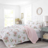 Laura Ashley USHSA91060808 Honeysuckle Quilt Set, King, Pastel Pink