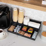 Mind Reader 11 Compartment Breakroom Coffee Condiment Organizer, Black