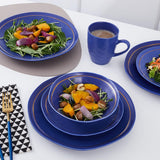 Stone Lain Clara Porcelain 16-Piece Round Dinnerware Set, Blue, Service For 4