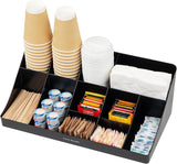 Mind Reader 11 Compartment Breakroom Coffee Condiment Organizer, Black