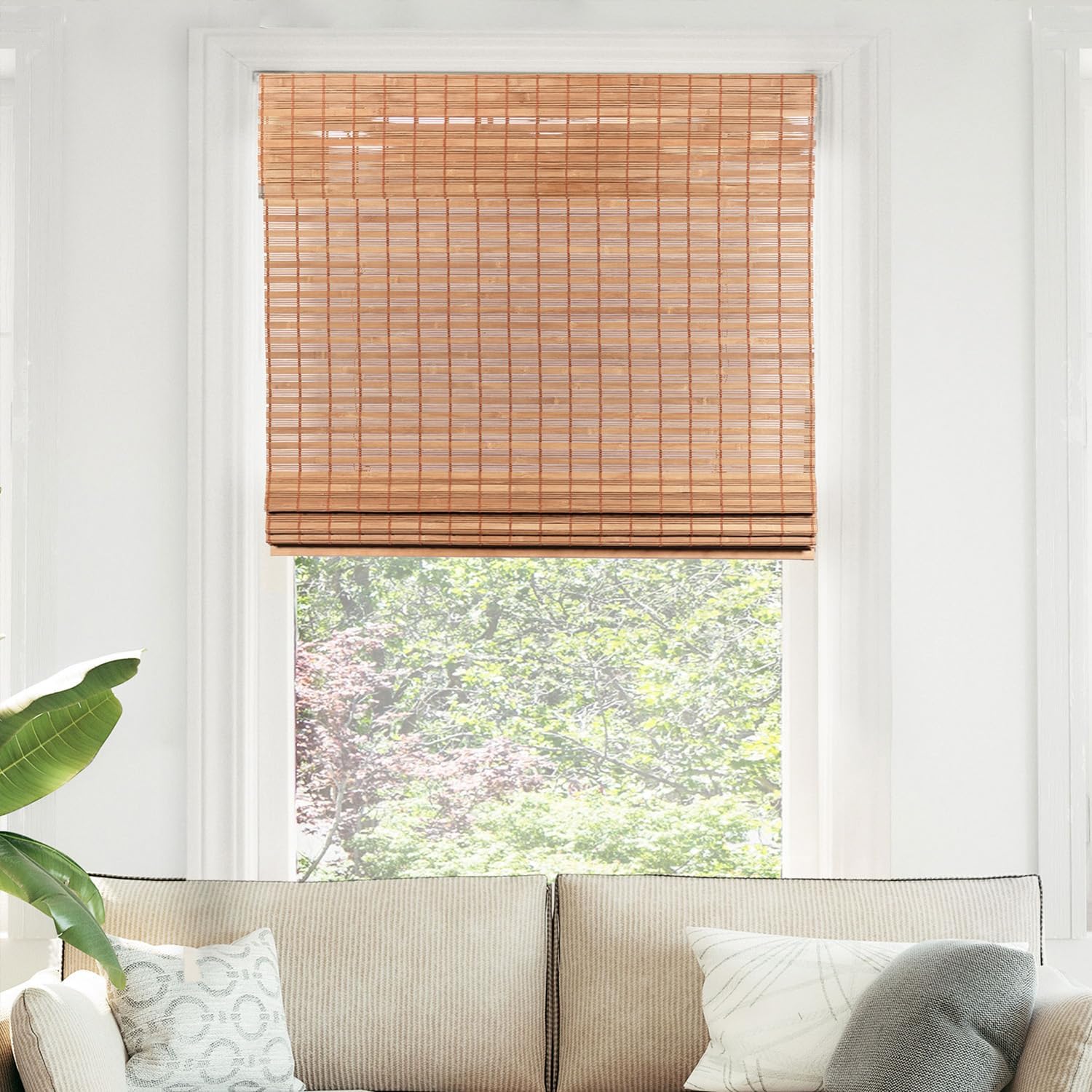 CHICOLOGY Bamboo Roman Shades Squirrel Brown 35inW X 64inH