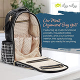 Itzy Ritzy Diaper Bag Backpack – ‘The Kelly’ Large Capacity Boss Plus Backpack Diaper Bag Featuring 19 Pockets, Changing Pad, Stroller Clips and Comfortable Backpack Straps, Black & White Tweed