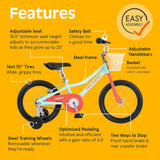 Retrospec Koda Plus Kids Bike for Boys & Girls Ages 4-6 Years - 16" Children's Bicycle, Adjustable Seat & Handlebars, Removable Training Wheels, Front Hand Brakes, Rear Coaster Brake & Safety Bell