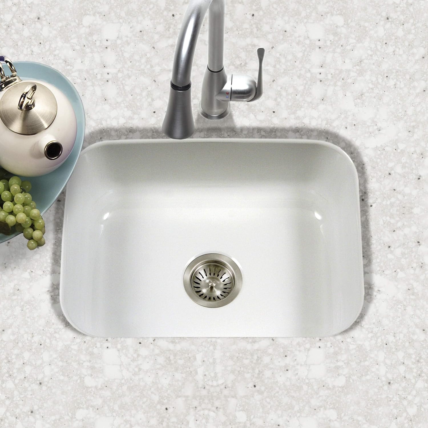Houzer Porcelain Enamel Stainless Steel Porcela Series Undermount Single Bowl Kitchen Sink Secondary image