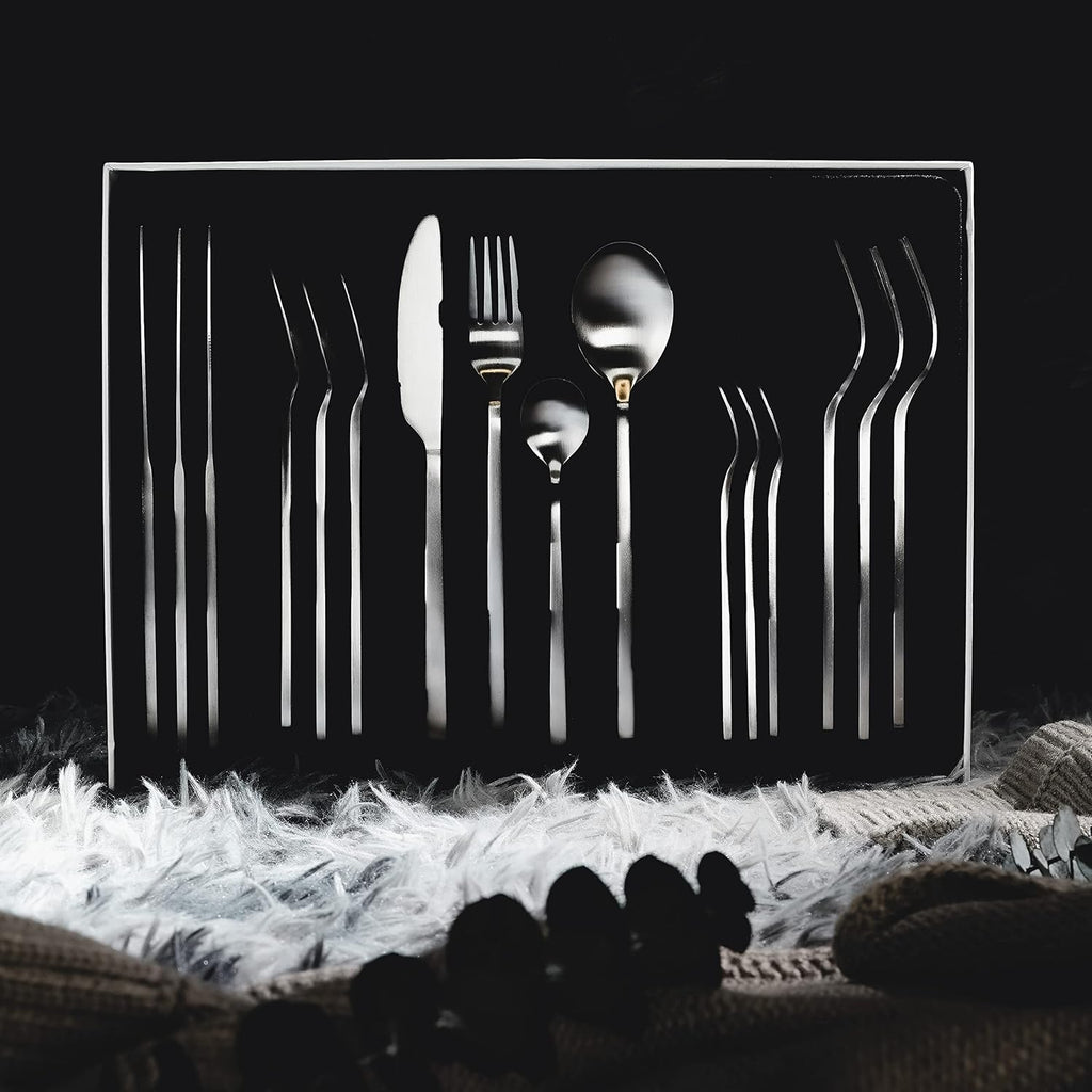 Table Matters  KN-6131- Cubic 16 Piece Stainless Steel Cutlery Set Matt Silver