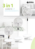 SONA 14â€ 3-in-1 Remote DC Stand Fan SFS 1189DC