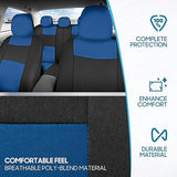 BDK PolyPro Car Seat Covers Full Set in Blue on Black – Front and Rear Split Bench Car Seat Cover, Easy to Install, Interior Covers for Auto Truck Van SUV