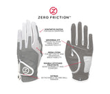 Zero Friction Ladies Compression-Fit Synthetic Golf Glove 2 Pack, Includes Free tee Pack, Universal-Fit