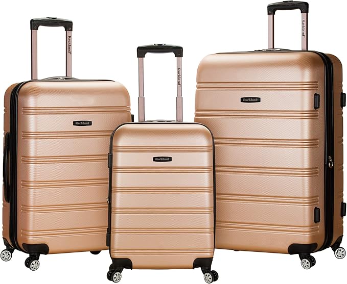 Rockland Melbourne Hardside Luggage 3 Piece set (20" 24" and 28") Champagne