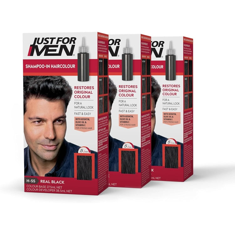 Just For Men [Bundle] Shampoo-In Hair Color x 3 (Real Black)