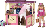 Glitter Girls Large Horse Stable with Accessories - Doll Accessories for 36 cm Dolls with Bridle, Saddle, Barn - Dollhouse Accessories, Toys for Children from 3 Years (20 Pieces)