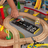 KidKraft Transportation Station Wooden Train Set And Table