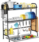 HOWDIA Over The Sink Dish Drying Rack, 2-Tier Stainless Steel Large Over The Sink Dish Rack with Utensil Holder Dish Drainers for Kitchen Counter