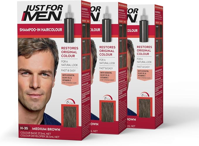 Just For Men [Bundle] Shampoo-In Hair Color x 3 (Medium Brown)