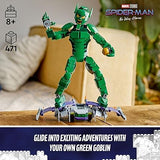 LEGO Marvel Green Goblin Construction Figure, Posable Super Villain Building Toy