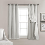 Lush Decor Sheer Grommet Curtains With Insulated Blackout Lining Pair 38inW X 63inL Light Gray
