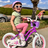 Stargirl 14" Kids Bicycle with Basket, Bell & Training Wheels, Purple