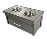 New Age Pet ECOFLEX Piedmont 2-Bowl Dog Diner with Storage Drawer -Grey (EHHF305S)