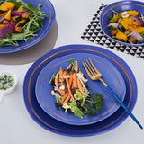 Stone Lain Clara Porcelain 16-Piece Round Dinnerware Set, Blue, Service For 4