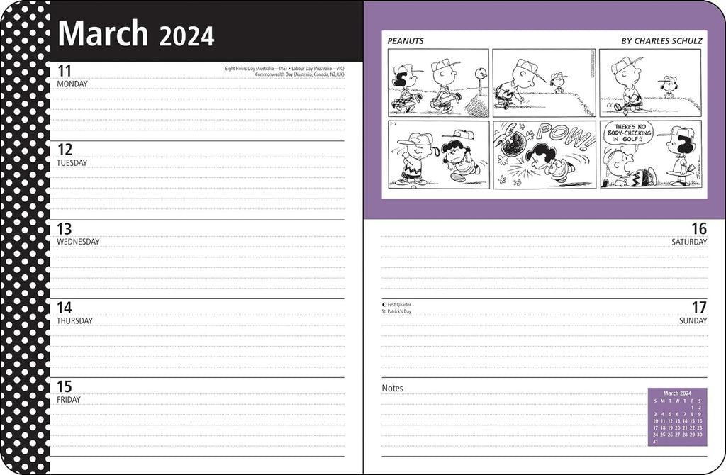 Peanuts Snoopy 16-Month 2023 2024 Monthly Weekly Planner Calendar