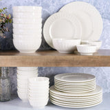 Gibson Home Zen Buffet Porcelain Dinnerware Set, Service for 8 (38pcs), White (Embossed)
