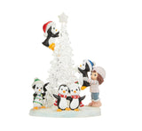 Precious Moments Tree-mendous Fun Girl With Penguins (Light Faulty)