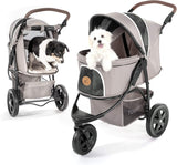 Hauck TOGfit Pet Roadster - Luxury Pet Stroller for Puppy, Senior Dog or Cat | Easy Foldable Three Wheels Travel Pet Jogger max. Loading 70 lb, Mattress Included - Gray