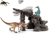 Schleich Dinosaurs, Dinosaur Gifts for Boys and Girls, Dinosaur Playset Cave and Realistic Dinosaur Figures, 7 pieces